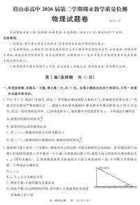 四川眉山2024年高一下学期期末考试物理试题（含答案）
