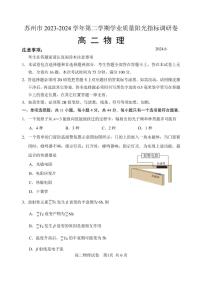 苏州市2024年高二下学期学业质量阳光指标调研卷物理试题（含答案）