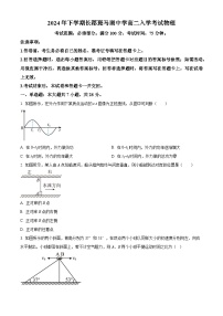 湖南省长沙市望城区长郡斑马湖中学2024-2025学年高二上学期开学物理试题（原卷版+解析版）