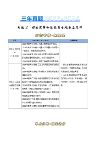 三年（2022-2024）高考物理真题分类汇编（全国通用）专题27楞次定律和法拉第电磁感应定律（原卷版）