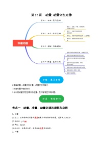 高考物理一轮复习考点精讲精练第15讲　动量 动量守恒定律（2份打包，原卷版+解析版）