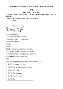 湖南省长沙市第一中学2024-2025学年高二上学期开学考试物理试题（解析版）