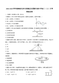 2024-2025学年湖南省长沙市望城区长郡斑马湖中学高二（上）开学物理试卷（含解析）