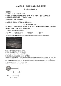 浙江省名校协作体2024-2025学年高三上学期开学考试物理试卷（Word版附答案）