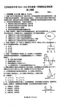 江苏省启东中学2024-2025学年高二上学期期初调研物理试题