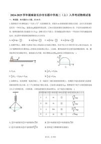 [物理]2024～2025学年湖南省长沙市长郡中学高二(上)入学考试试卷(有解析)