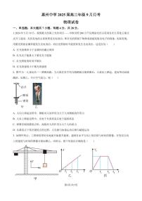 广东惠州中学2024-2025学年高三上学期9月月考物理试卷（含答案）