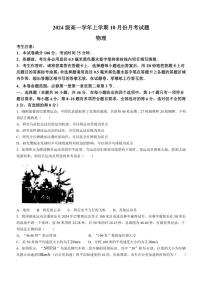 [物理]黑龙江省龙东联盟2024～2025学年高一上学期10月月考试卷(有解析)