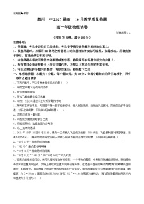 广东省惠州市第一中学2024-2025学年高一上学期10月月考物理试题(无答案)