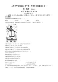 [物理]上海市上海中学东校2024～2025学年高一上学期9月月考试卷(无答案)