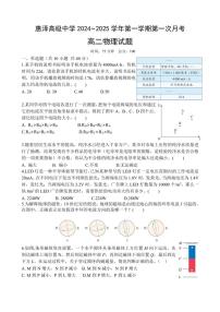 [物理]江苏省连云港市灌南县惠泽高级中学2024～2025学年高二上学期10月第一次月考试题(有答案)