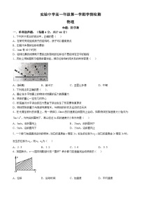 江苏省南通市海安市实验中学2024-2025学年高一上学期10月月考物理试题(无答案)