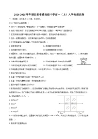 2024-2025学年湖北省孝感高级中学高一(上)入学物理试卷(含解析)