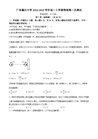 广东省肇庆市肇庆中学2024-2025学年高一上学期第一次月考物理试题(无答案)