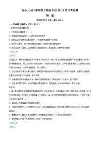 四川省成都市新津中学2024-2025学年高三上学期10月月考物理试卷（Word版附解析）