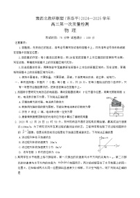 河南省豫西北联盟2024-2025学年高三上学期第一次质量检测（期中）物理试卷(002)