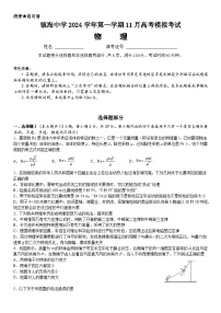 2025届接浙江省宁波市镇海中学高三上学期11月模拟考试（一模）物理试题