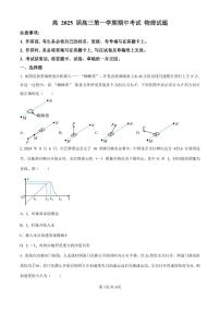 重庆市2024-2025学年高三上学期10月期中物理试题（附参考答案）