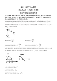 2025届东北师大附中高三上学期11月期中第二次摸底考试物理试题+答案