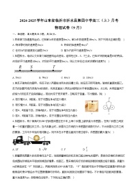 2024-2025学年山东省临沂市沂水县第四中学高三（上）月考物理试卷（9月）（含答案）