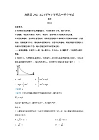 山东省滨州市惠民县2023-2024学年高一下学期4月期中考试物理试卷(解析版)