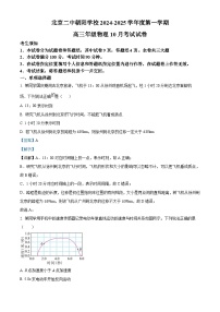 北京市第二中学朝阳分校2024-2025学年高三上学期10月月考物理试题（Word版附解析）