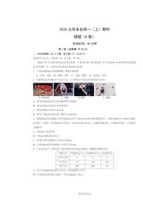 2024北京丰台高一上学期期中物理（A卷）试卷及答案