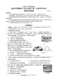 浙江省温州市2025届高三第一次适应性考试物理试题+答案（温州一模）