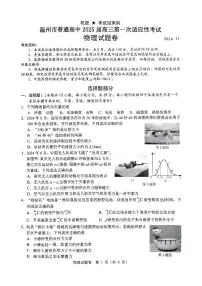 浙江省温州市2025届高三第一次适应性考试物理试题+答案（温州一模）
