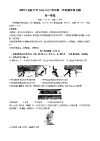 广东省深圳市高级中学2024-2025学年高一上学期期中物理试卷(无答案)