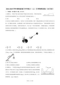 2024～2025学年青海省湟川中学高三（上）月考物理试卷（10月份）（含答案）