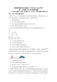 湖南省常德市汉寿县第一中学2024～2025学年高一上学期10月月考物理试题（含解析）