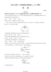 2024北京十一学校顺义学校高二上学期期中物理试卷（教师版）