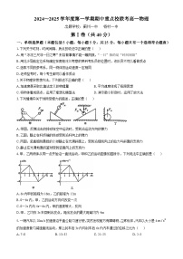 天津市重点校2024-2025学年高一上学期期中考试物理试卷(无答案)