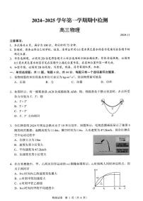 2025届江苏扬州高三上学期11月期中物理试题+答案