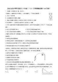 2024-2025学年北京八十中高三（上）月考物理试卷（10月份）（含答案）