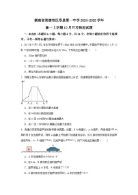 湖南省常德市汉寿县第一中学2024-2025学年高一上学期10月月考物理试题