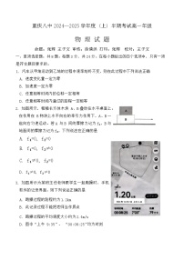 重庆市第八中学2024-2025学年高一上学期期中考试物理试卷（Word版附解析）