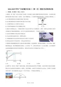 2024～2025学年广东省肇庆市高三(第一次)模拟考试物理试卷(含答案)