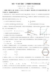 安徽省阜阳市第一中学2024-2025学年高一上学期期中物理试卷（PDF版附答案）