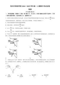 河南省郑州市外国语学校2024～2025学年高一(上)期中物理试卷(含答案)