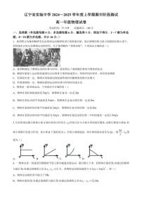 辽宁省实验中学2024～2025学年高一(上)期中阶段测试物理试卷(含答案)