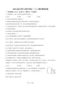 2023～2024学年上海中学高二(上)期末物理试卷(含答案)
