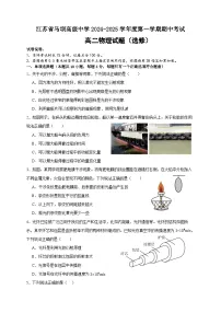 江苏省马坝高级中学2024-2025学年高二上学期期中考试物理试题