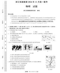 浙江省强基联盟2024-2025学年高一上学期11月联考物理试题