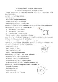 北京市北京大学附属中学石景山学校2024-2025学年高二上学期期中质量监测物理试题（A层）