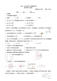 福建省厦门市湖滨中学2024-2025学年高二上学期期中考试物理试题（文科）