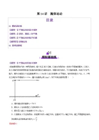 第14讲 抛体运动（练习）（解析版）-2025年高考物理一轮复习讲练测（新教材新高考）