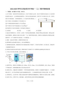 2024～2025学年江苏省苏州中学高一(上)期中物理试卷(含答案)