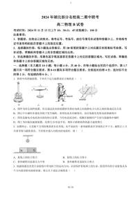 湖北省部分名校2024～2025学年高二(上)期中联考物理试卷(B)(含解析)